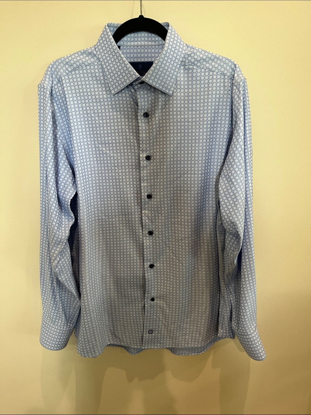 David Donahue Light Blue Geometric Dress Shirt